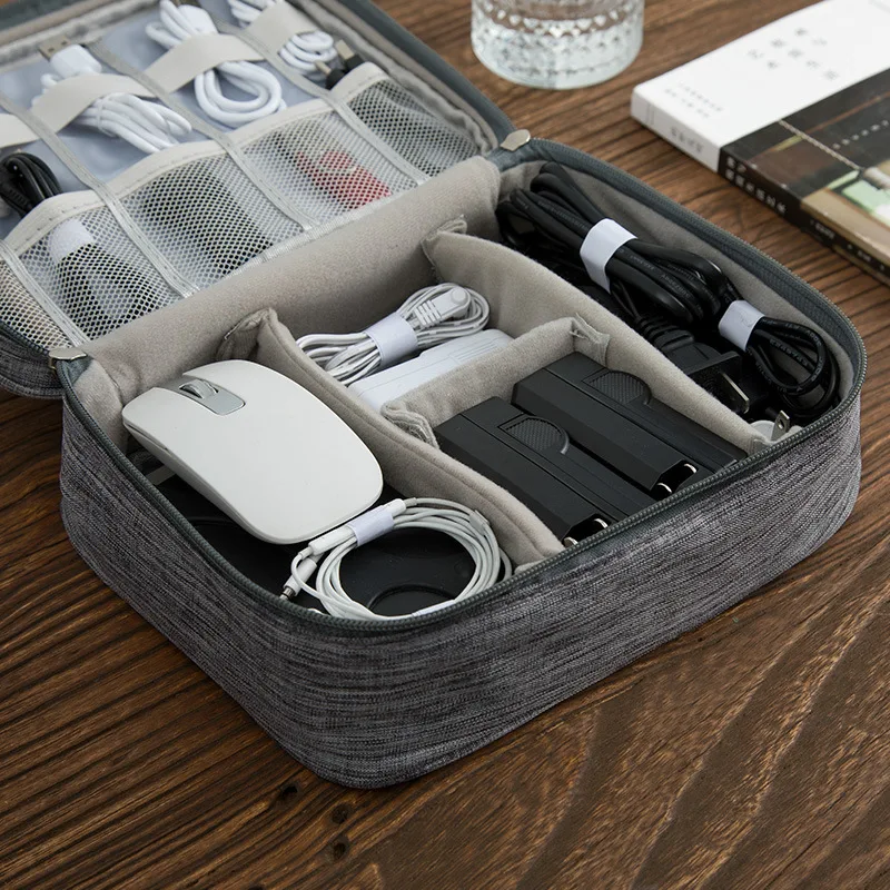 Double Layer Travel Portable Electronic Gadget Cable Organizer Digital Storage bag HDD Powerbank Case organizer