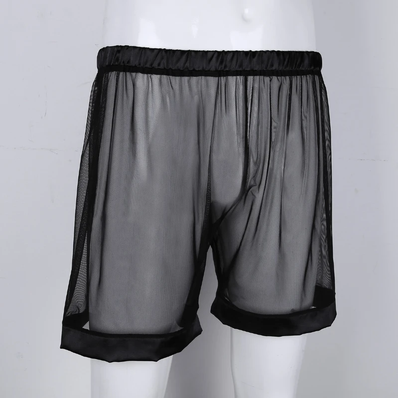 Men Sexy Mesh Sheer Loose Fit Boxer Shorts Lounge Briefs See Through