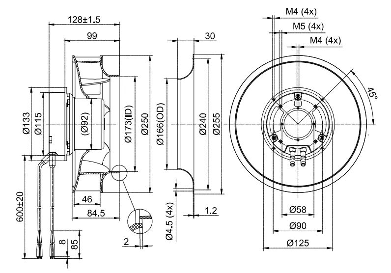 Centrifugal Blower, 250mm, 230v - detail 10