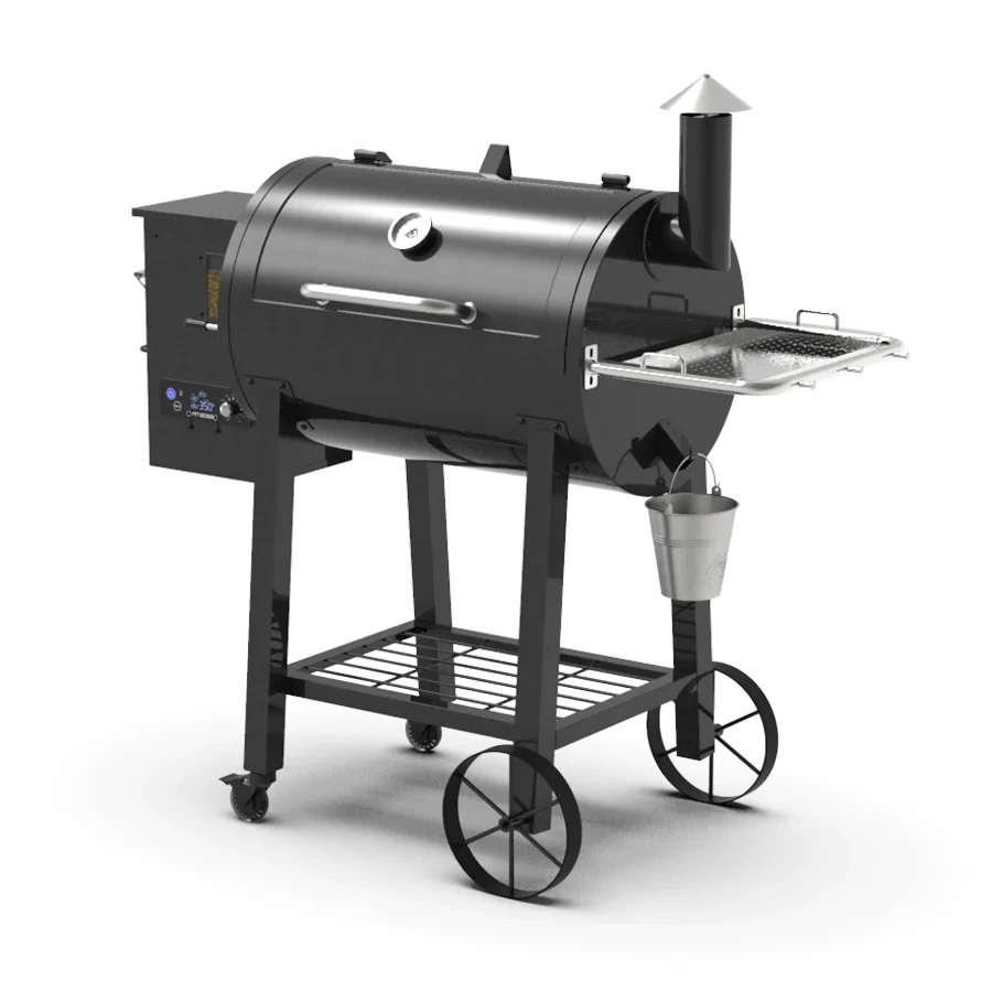 Black Wood Pellet Grill Smoker With Electric Digital Controls for BBQ