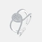 Diamond Ring Temperament Wild Trendy Exaggerated Personality Diamond Double C Opening 925 Sterling Silver Ring Female
