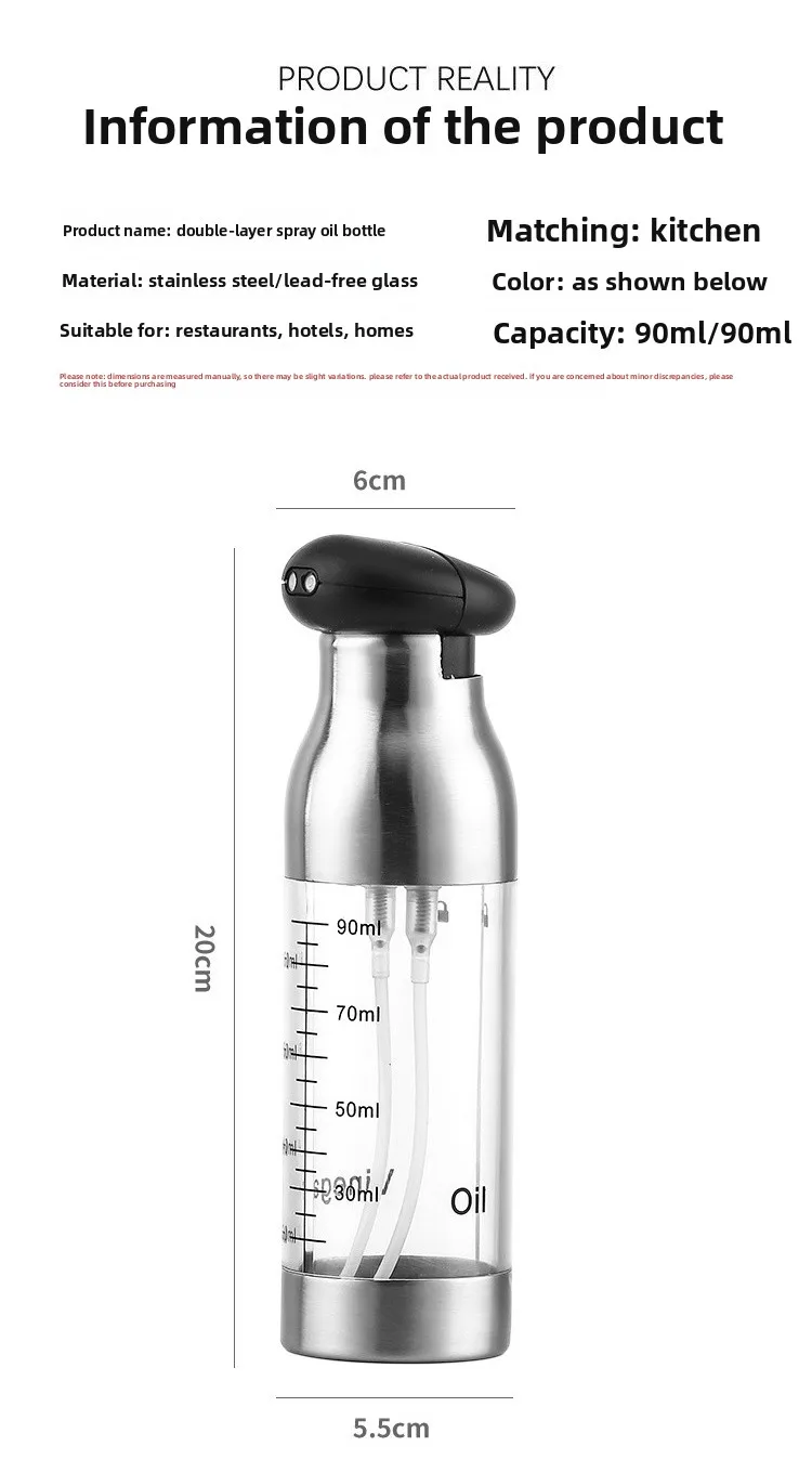 product creative 2 in 1 oil sprayer bottle stainless steel dual nozzle oil bottle olive oil vinegar dispenser for cooking bbq baking-5