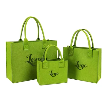 Customized  Wholesale Custom Women's Felt Handbag Large Capacity Simple Solid Color Felt Shopping Shoulder Tote Bag With Logo