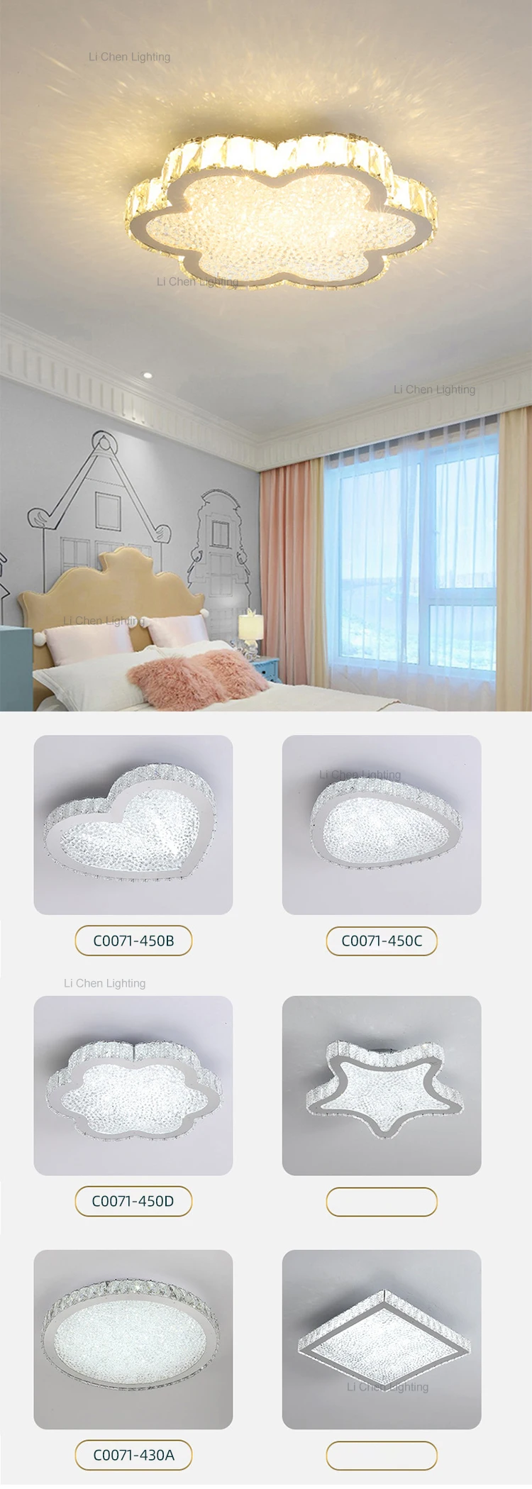 c0071 professional quality indoor decoration stainless steel crystal light led ceiling lamp-0