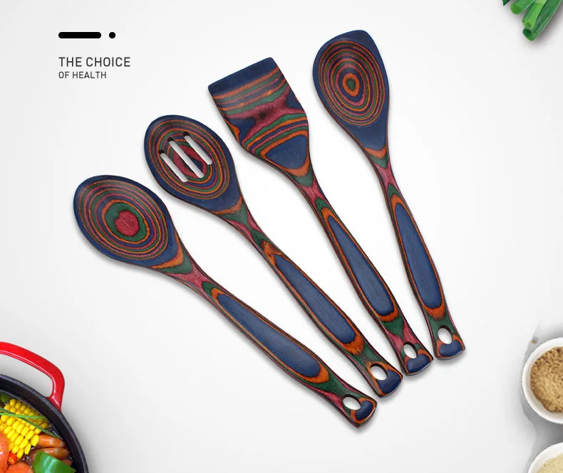 Pakkawood Kitchen Utensil Set for Serving & Cooking, Heat Resistant & Non-Stick Utensils