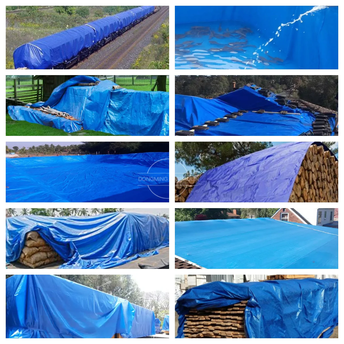 Blue White Waterproof Pe Plastic Tarpaulin Outdoor Awning Pe Polyester