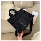 Canvas Personality Bags Black Color Fashion Wholesale Cotton Canvas Personality Women Shoulder Tote Bags Handbags
