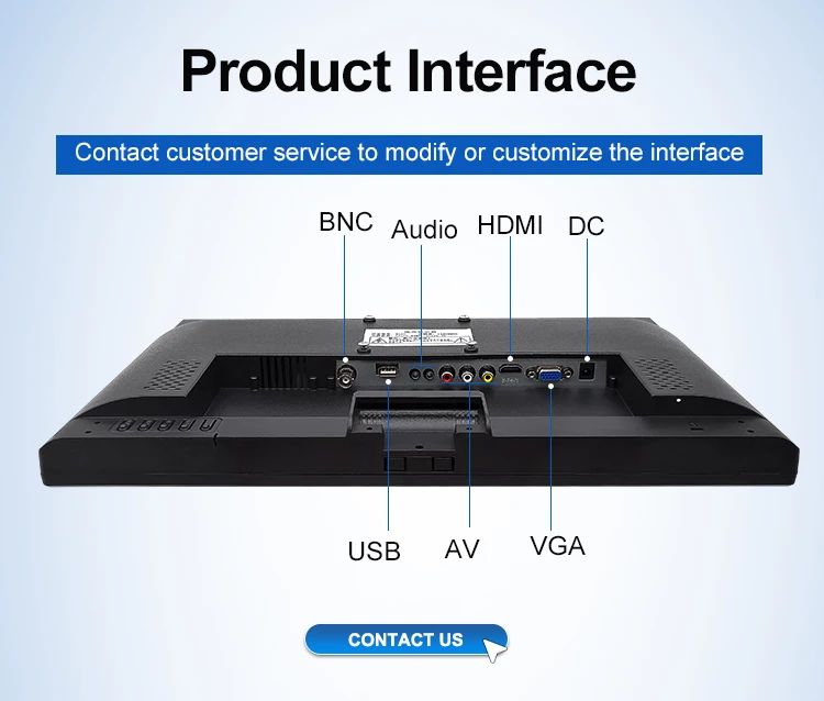 19.2 Inch Industrial Monitor HD VGA AV BNC USB Wide Screen VESA Wall Mounted Plastic Industrial LCD Display