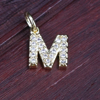 14k gold cz tiny mini letter m initial alphabet charm diy designs jewelry bracelet necklace earring pendant for women girl