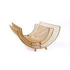 Portable Metal Wire Fruit Basket Stand Kitchen Living Room Gold Iron Storage Basket For Flower Decoration