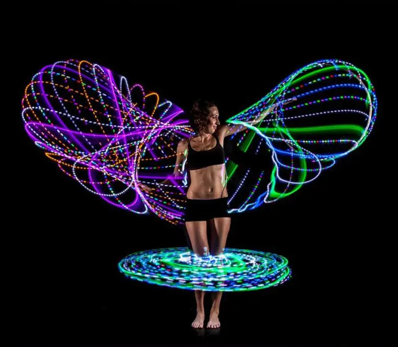 Adults Kids Sports Hula Hoops LED Glowing Colorful Fitness Abdominal Exercise 