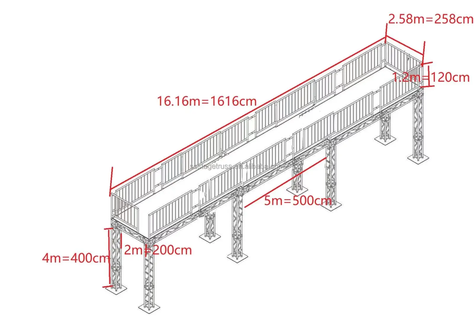 Customized Truss Stage Platform Heavy Duty and Light Weight Spigot Truss Stage View Platform Aluminum Alloy Gallery Corridor manufacture