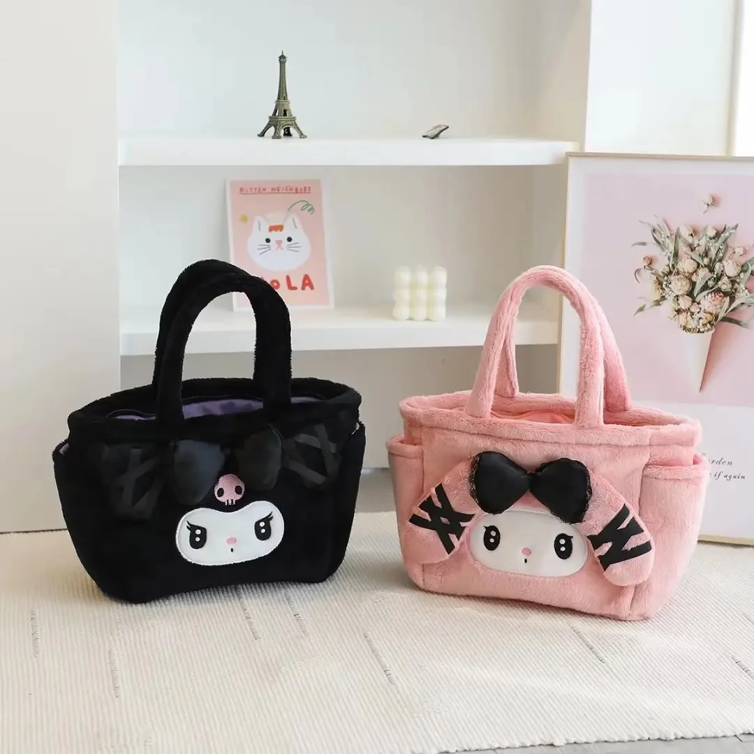 MB1 Wholesale Cartoon Kuromi handbags Plush Sanrio Cute Bag Melody and Kuromi plush Kawaii My Melody bags soft Kuromi handbags