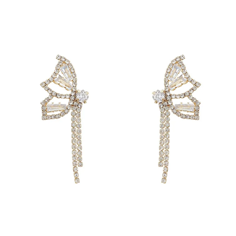 long tassel Butterfly Zircon earrings female 2022 year new trend Fashion temperament earring light luxury sweet ear studs