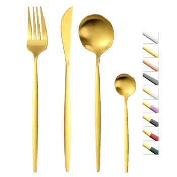 Matte Stainless Steel Copper Silverware Modern Metal Gold Cutlery Set Wedding Flatware Set