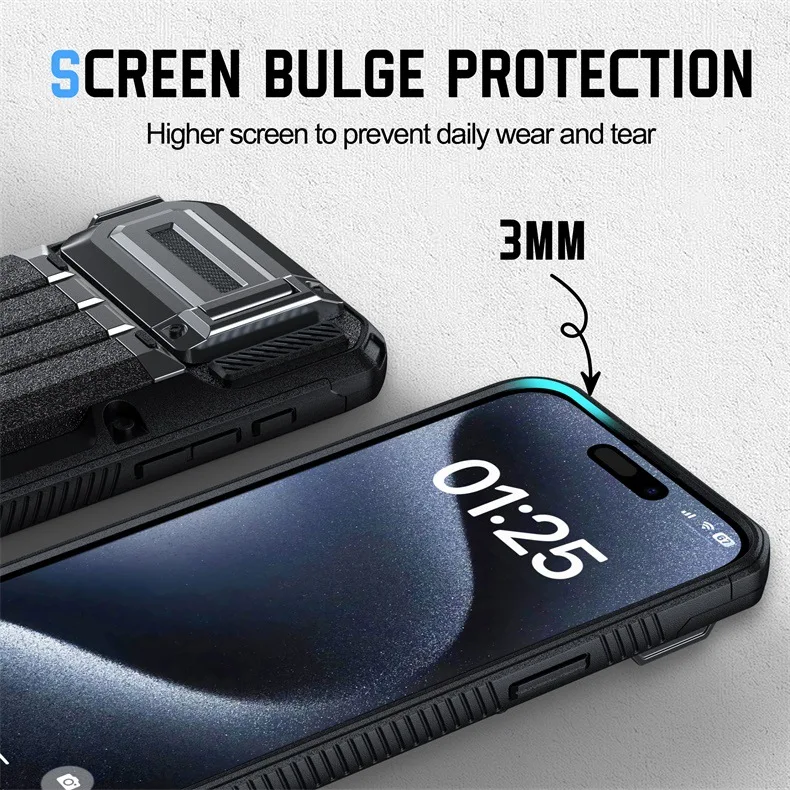 New Design Card Slot Shockproof Flip Lens Protection Armor Phone Case for iPhone 15 Pro Max