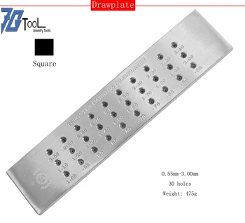 Square Shaped 0.55-3.00 Tungsten Carbide Drawplates for Jewelry Tools Steel Molds with round Holes