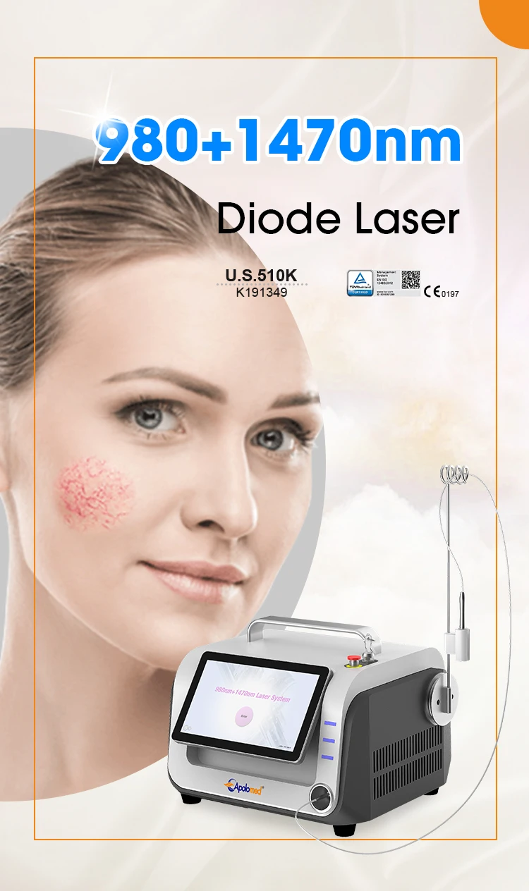 Portable Endolaser Machine Cooling High 980nm 1470nm Diode Laser Liposuction manufacture