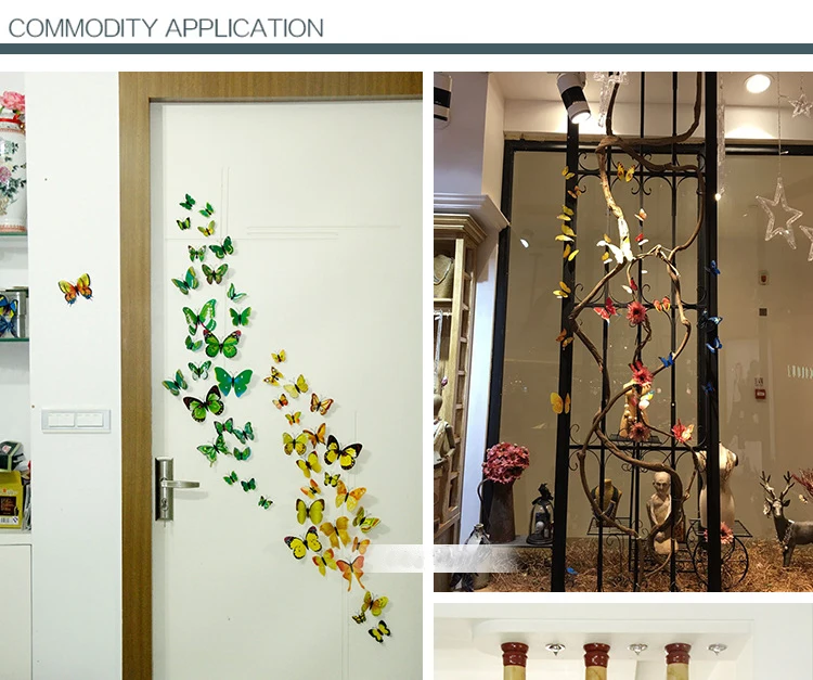 New Style 12pcs Double Layer 3D Butterfly Wall Sticker Home Decor ...