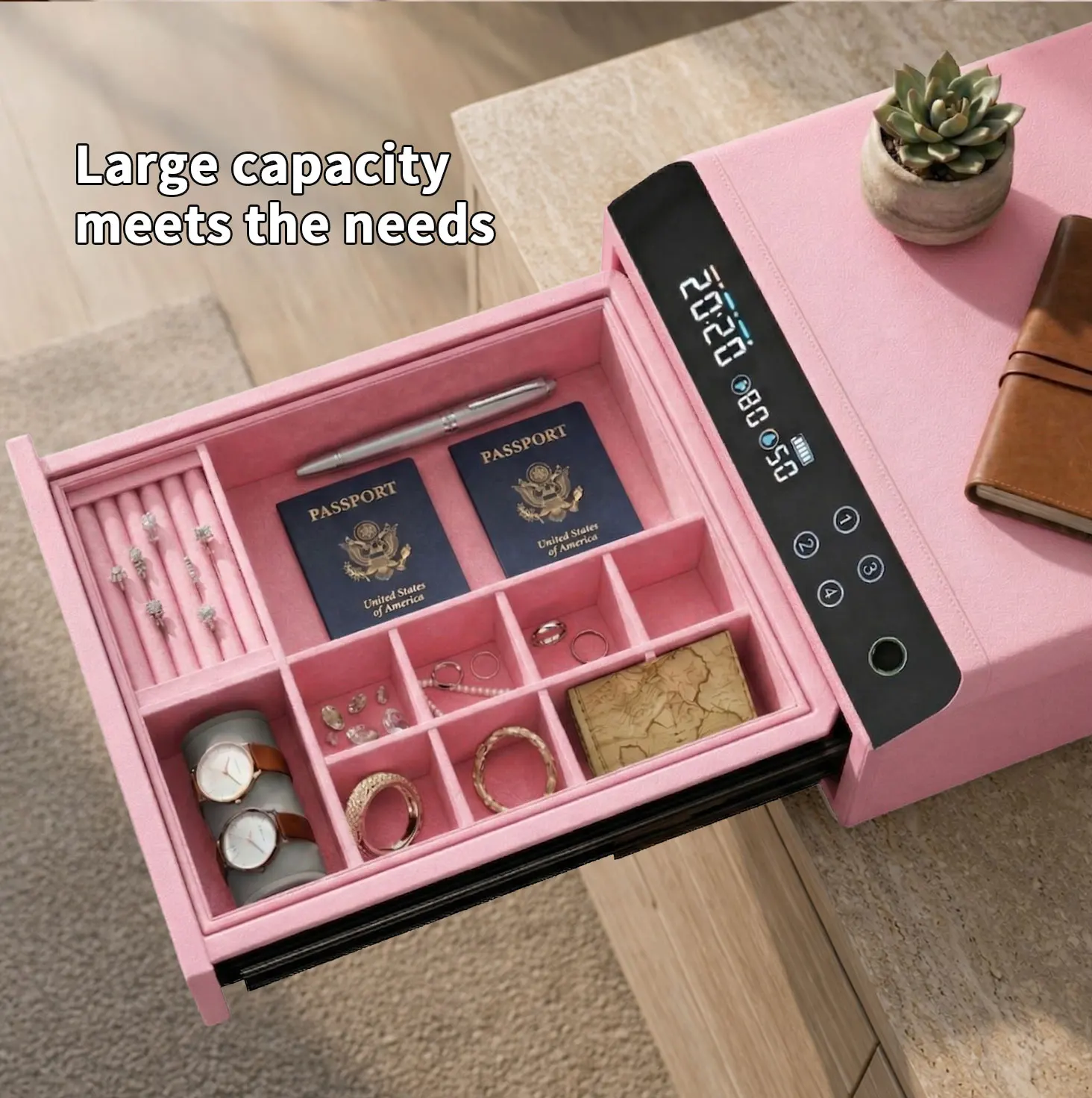 dr 1272 ft ceqsafe smart electronic safe box anti theft smart touch screen password fingerprint leather jewelry safe box-9