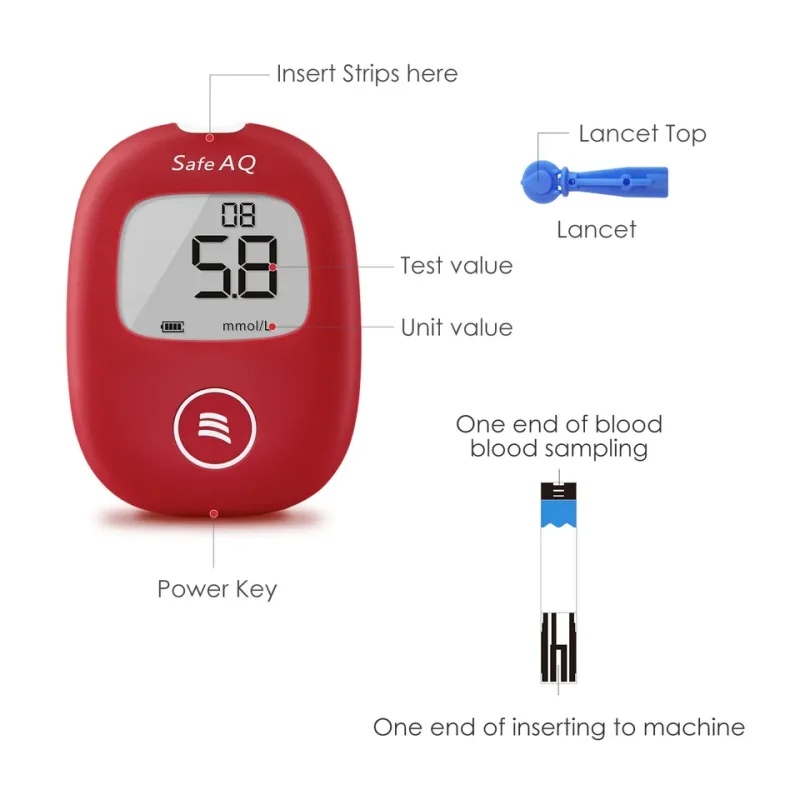 Sinocare OEM&ODM Glucometro Code Free Diabetes Testing Machine Glucometer Blood Glucose Meter with Strips Safe Aq Smart