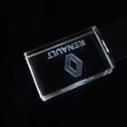 Hot Sale Crystal USB Peugeot Car Logo 4G 16GB Flash Drive 2.0 USB Pen Drive 32GB LED Memory Disk 128GB 64GB Cool Gifts