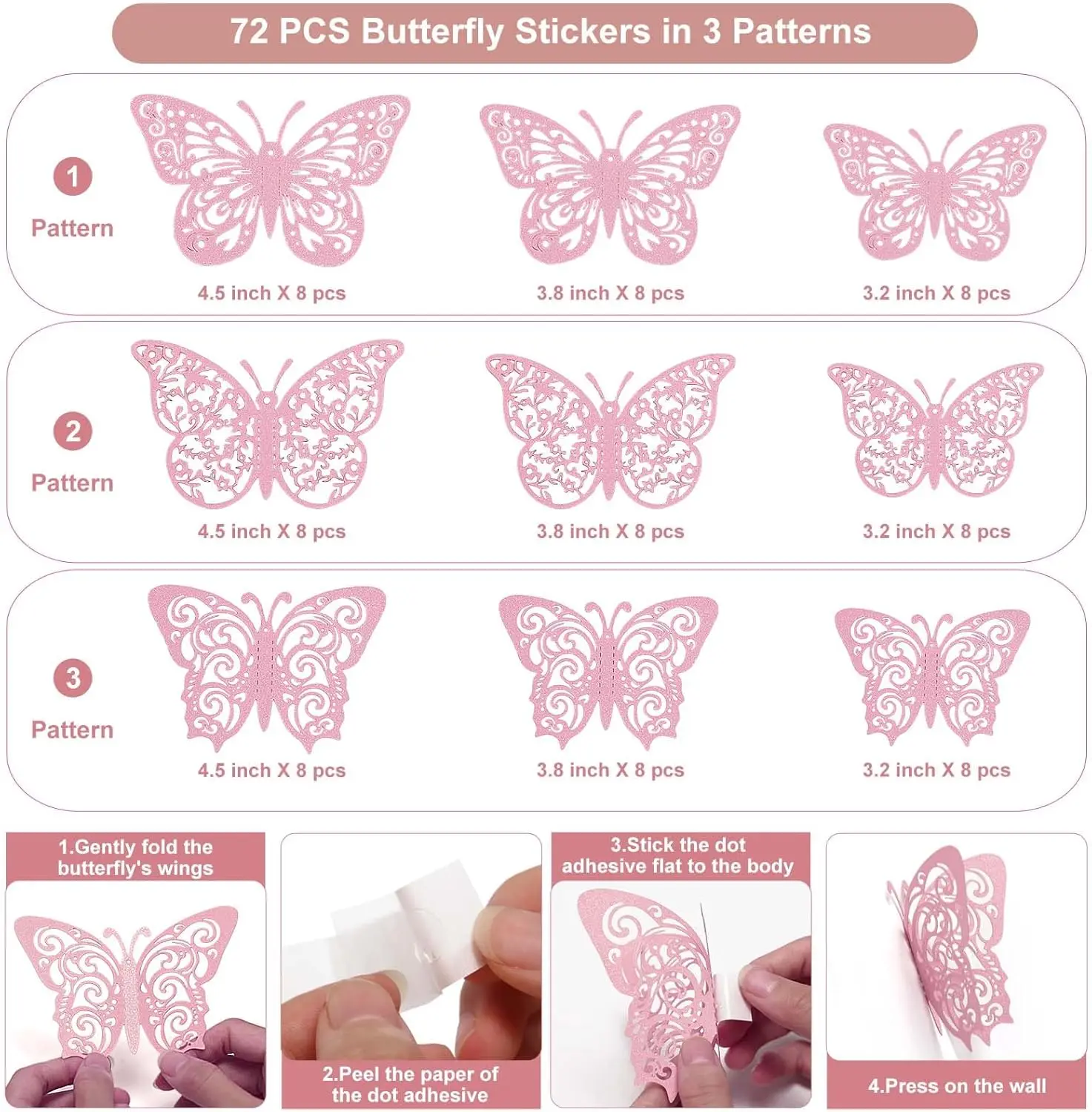 Colorful Butterfly Decorations 3 Sizes 3 Styles 3D Butterfly Wall Decor Birthday Party Decorations