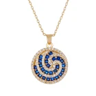 Necklace 2021 Summer Summer Promotion Gold Filled Crystal Necklace Circular Vortex Blue Necklace Wholesale