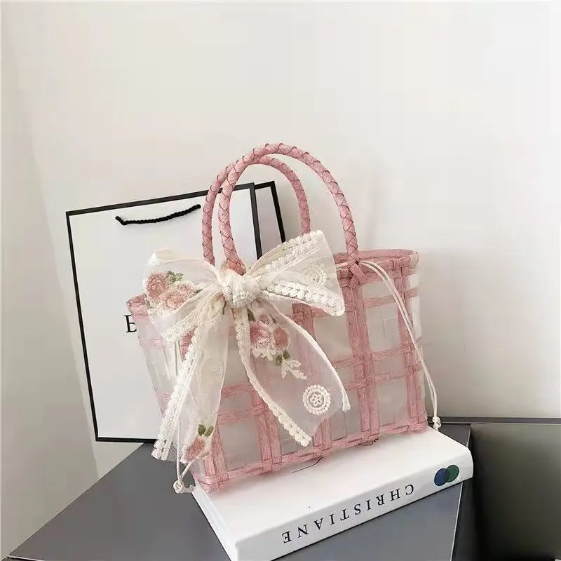 PVC Handbag Clear Transparent Handbag For Reusable Shopping Carry  Ladies Tote Bag Transparent Handbag For Work/Pocketbook