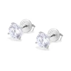 Stud Simple Jewelry 925 Sterling Silver White Cubic Zirconia Gemstone Earrings 4 Paws Round Zircon Stud Earrings