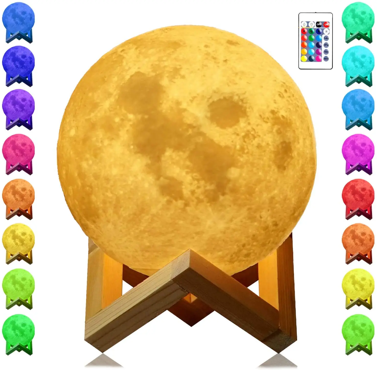 3D Print Moon Lamp Colorful Change Touch Usb Led Night Light Home Decor Creativ 