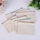 Custom Cotton Zipper A4 Document Pouch Plain Small Cotton Canvas Zipper Pouch