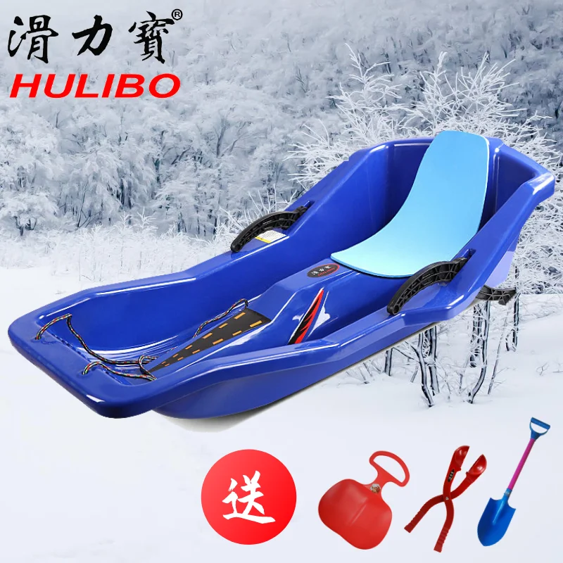 Snow Sledge Adults Kids Heavy Duty Sleigh Sled Rope Ski Board Plastic Durab M5P6 