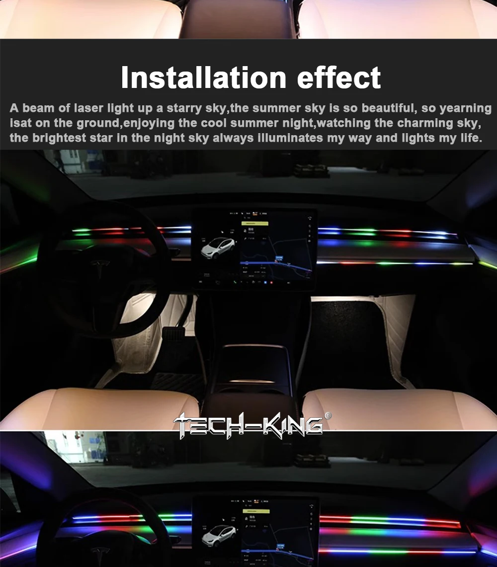 New, automotive fiber optic cold light RGBW 110cm mood lamp, hidden color APP acrylic voice-controlled music mood lamp