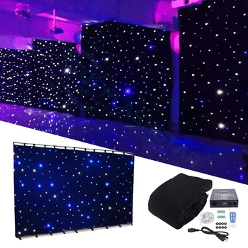 Led Curtain Lights Stage Lighting Wedding Party Church Backdrop Led Star Curtain Cloth Fireproof Thick  Velvet Led Curtains