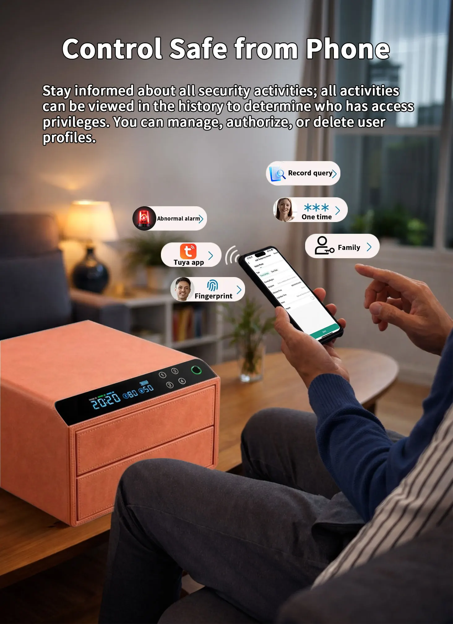 dr 1272 ft ceqsafe smart luxury electronic safe jewelry watch winder mini security safe box for leather bluetooth drawer safe-4