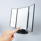Mirror Trifold Lighted Makeup Mirror 21 LED Lamps And 3X/2X Magnifying Mirror Illuminated Vanity Mirror