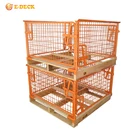 Metal Galvanized Bottomless Stackable Rigid Welded Foldable Pallet Cage With Wooden Pallet