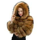 Coat Coats New Arrival Winter Natural Raccoon Fur Coat Women's Long Sleeve Warm Genuine Fur Coats Jackets With Hood