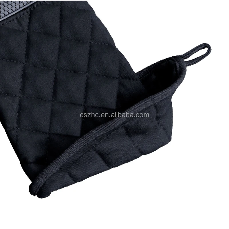 Extra Long 60cm Household BBQ Grill Oven Mitts, Heat Resistant Honeycomb Silicone Cotton Gloves factory