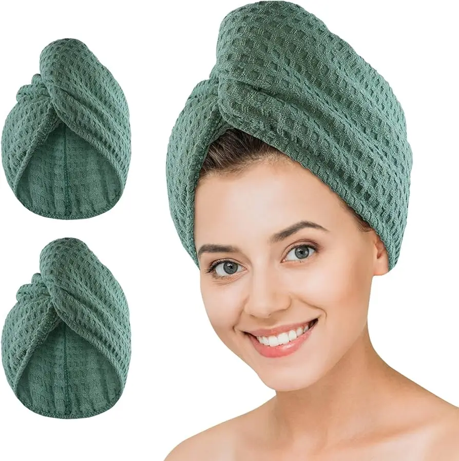 top quality large spa hair towel turban women waffle hair wrap for curls