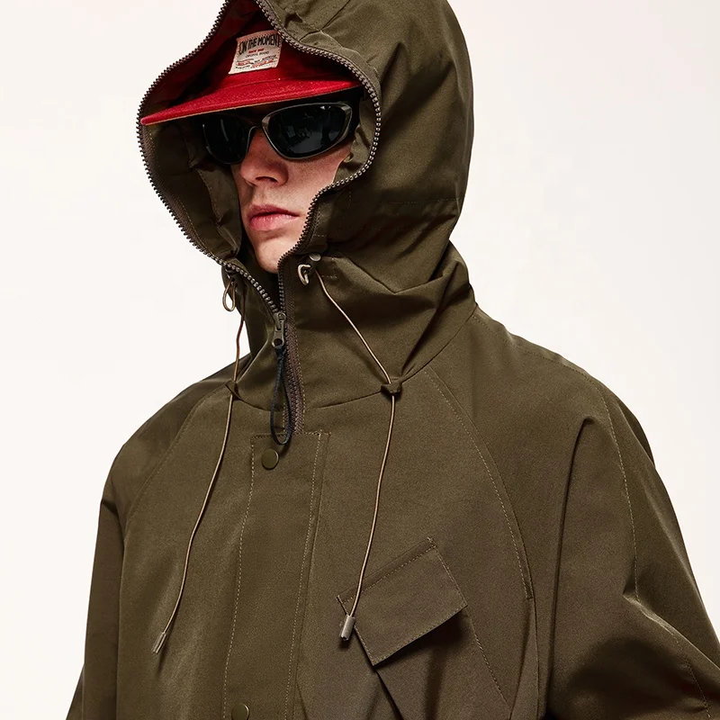 INFLATION Waterproof Full Face Zipper Hooded Windbreaker Outdoor Jacket Fishing Hiking Men Coat Jacket