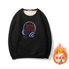 Black Crewneck Hot Sale Hoody Thick Hip Hop Warm Fleece Fashion Streetwear Black Crewneck Sweatshirt For Men