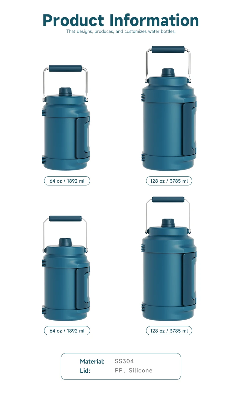 Woodsun Custom Manufacturer Vacuum Stainless Steel 1 Gallon Water Bottle Container manufacture