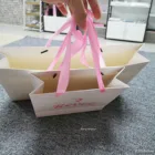 White Design Bag Low Cost Ribbon Handle White Gift Carrier Packaging Custom Logo Print Design Luxury Paper Shopping Bag