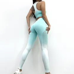 seamless activewear athletic fitness women yoga set gym 2-piece short bra 2022 fitness clothing