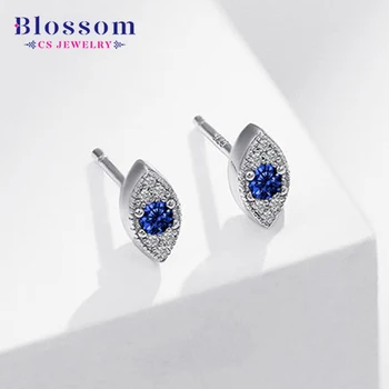 Blossom CS Jewelry Factory Direct 925 Sterling Silver Simple Cubic Zirconia Turkish Trendy Blue Eyes Women's Stud Earrings