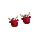 Red Earrings Red Red Silver Pin Bull Earrings