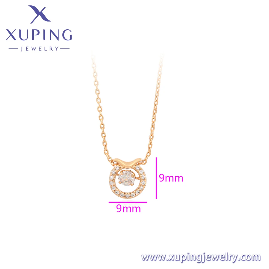 A00905289 xuping jewelry women chain heart locket solid gold personalised black pearl customised fashion elegant necklace