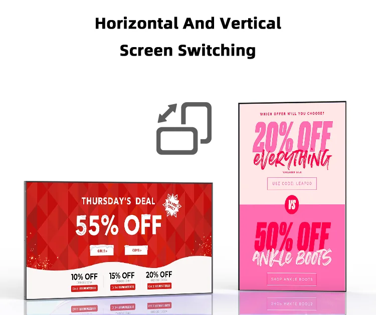 Multi Size Narrow Bezel Window High Brightness 3000 Nits Indoor Hanging LCD Shop Showcase Facing Display Digital Signage factory
